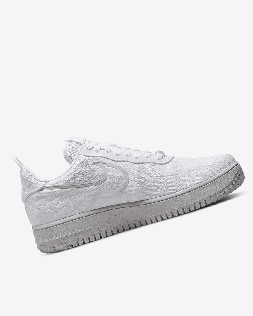 White / White / Platinum / White Men's Nike Air Force 1 Crater Flyknit Next Nature Sneakers | UK2498