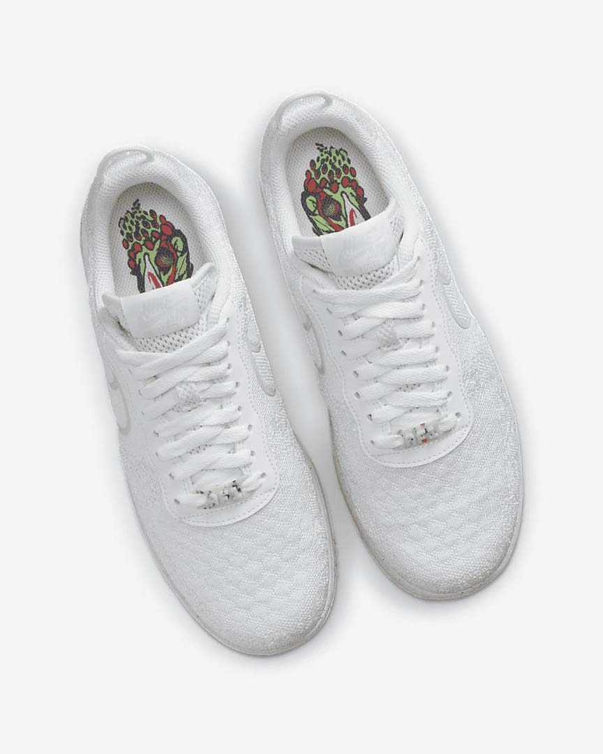 White / White / Platinum / White Men's Nike Air Force 1 Crater Flyknit Next Nature Sneakers | UK2498