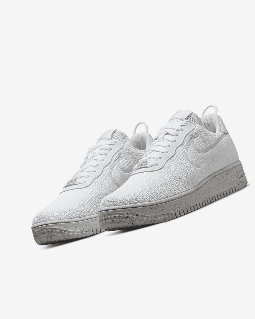 White / White / Platinum / White Men's Nike Air Force 1 Crater Flyknit Next Nature Sneakers | UK2498