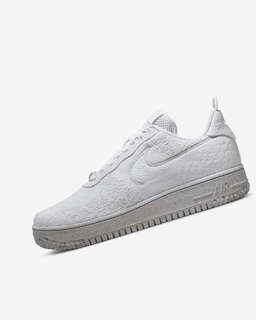 White / White / Platinum / White Men\'s Nike Air Force 1 Crater Flyknit Next Nature Sneakers | UK2498