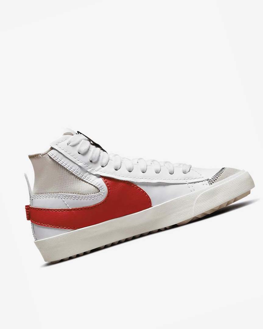 White / White / Red Men's Nike Blazer Mid '77 Jumbo Sneakers | UK1142