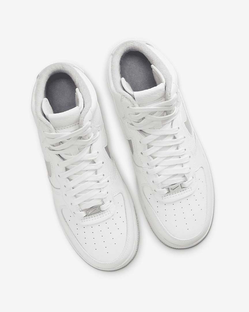 White / White / Silver Women's Nike Air Force 1 Sculpt Sneakers | UK1106