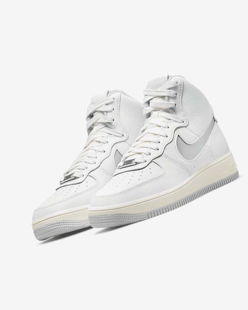 White / White / Silver Women's Nike Air Force 1 Sculpt Sneakers | UK1106