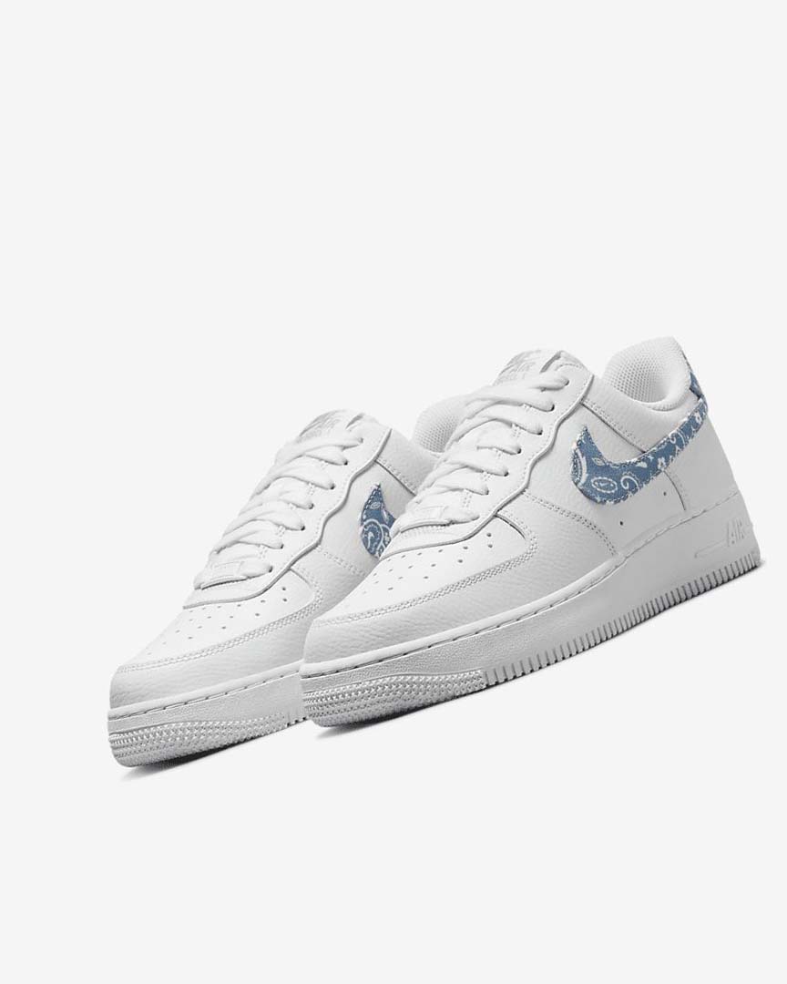 White / White / White / Blue Women's Nike Air Force 1 '07 Essential Sneakers | UK3180