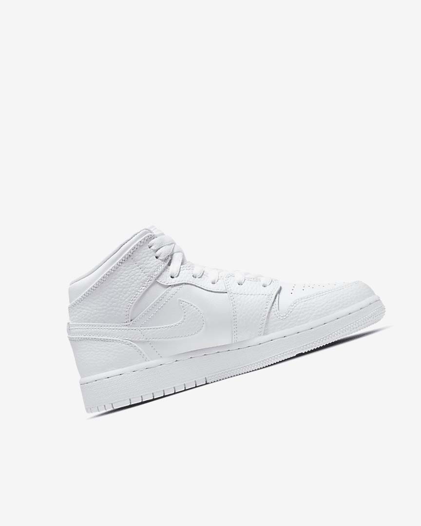 White / White / White Boys' Nike Air Jordan 1 Mid Sneakers | UK3134