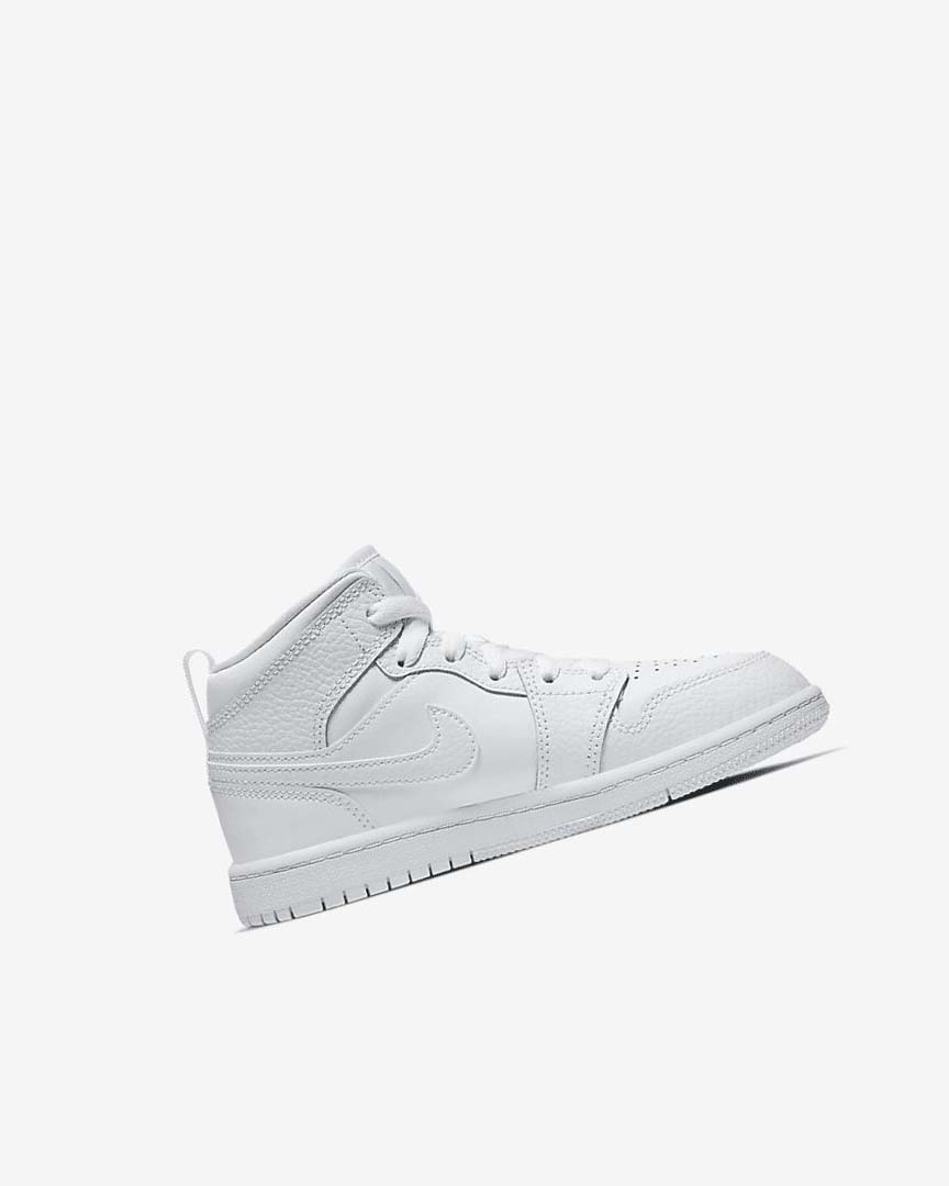 White / White / White Boys' Nike Jordan 1 Mid Shoes | UK2747