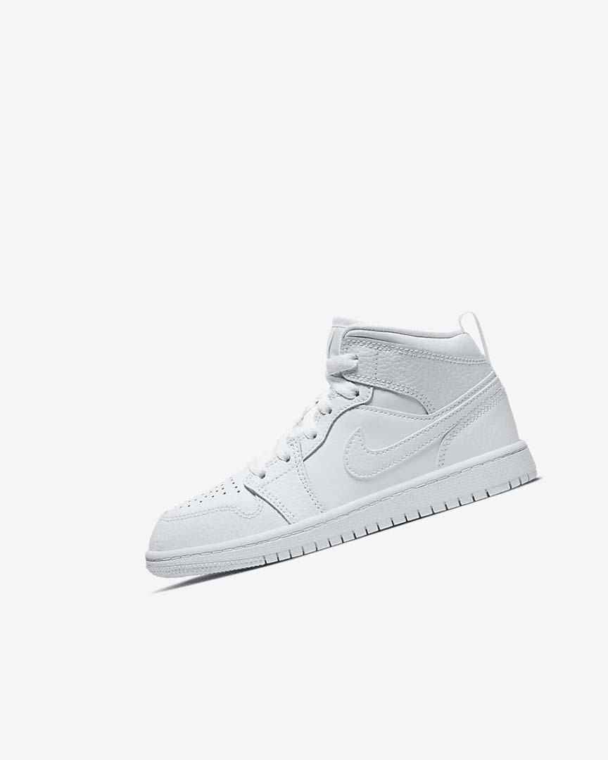 White / White / White Boys\' Nike Jordan 1 Mid Shoes | UK2747