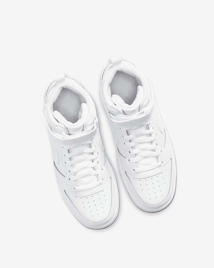 White / White / White Girls' Nike Court Borough Mid 2 Shoes | UK2290