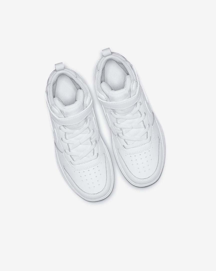 White / White / White Girls' Nike Court Borough Mid 2 Shoes | UK5063