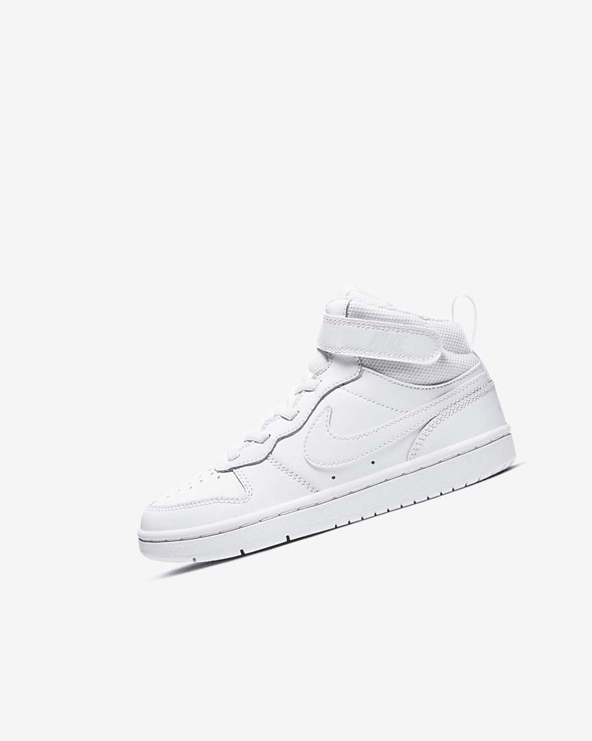 White / White / White Girls\' Nike Court Borough Mid 2 Shoes | UK5063