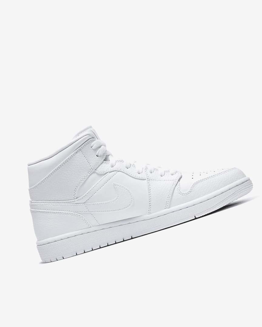 White / White / White Men's Nike Air Jordan 1 Mid Sneakers | UK3113