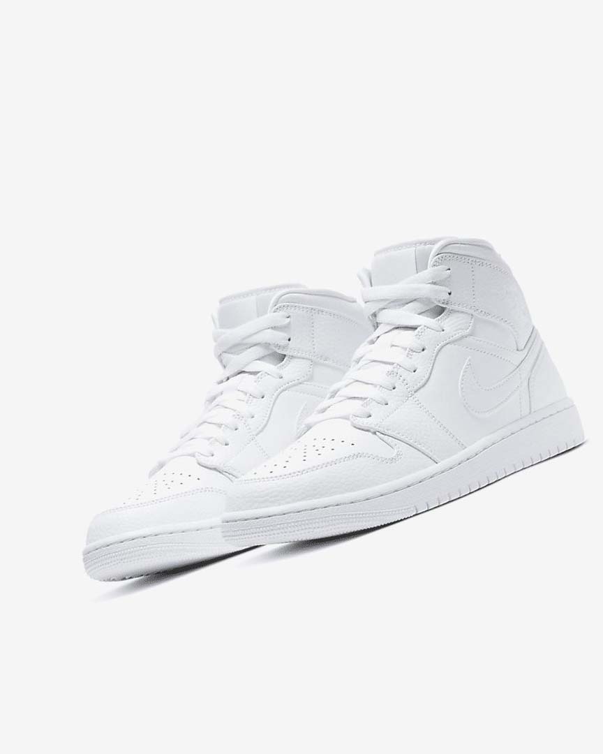 White / White / White Men's Nike Air Jordan 1 Mid Sneakers | UK3113