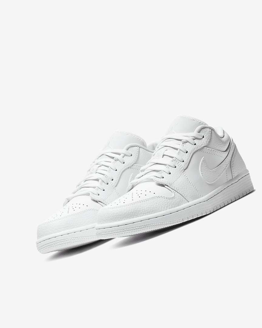 White / White / White Men's Nike Air Jordan 1 Low Sneakers | UK5256