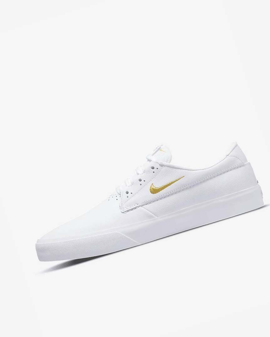 White / White / White / Metal Gold Men\'s Nike SB Shane PRM Skate Shoes | UK4550