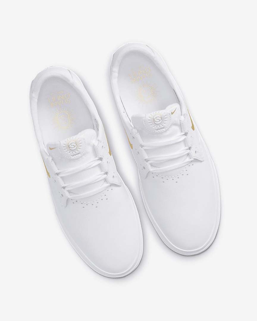 White / White / White / Metal Gold Women's Nike SB Shane PRM Skate Shoes | UK4694