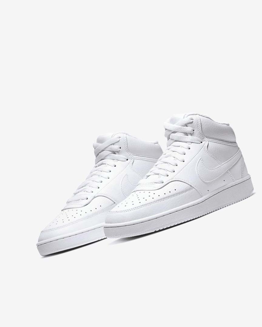 White / White / White Women's Nike Court Vision Mid Sneakers | UK5591