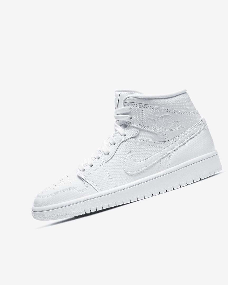 White / White Women\'s Nike Air Jordan 1 Mid Sneakers | UK4874