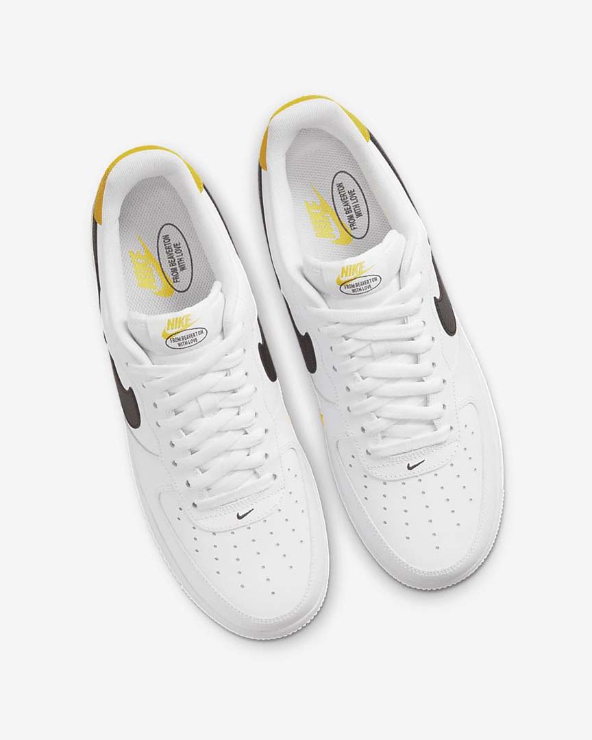 White / Yellow / Black Men's Nike Air Force 1 '07 LV8 Sneakers | UK4748