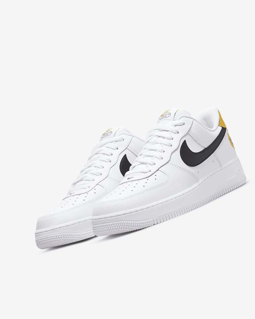 White / Yellow / Black Men's Nike Air Force 1 '07 LV8 Sneakers | UK4748