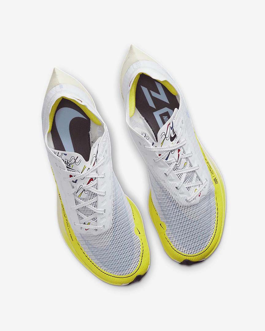 White / Yellow / Blue Women's Nike ZoomX Vaporfly Next% 2 Running Shoes | UK2887