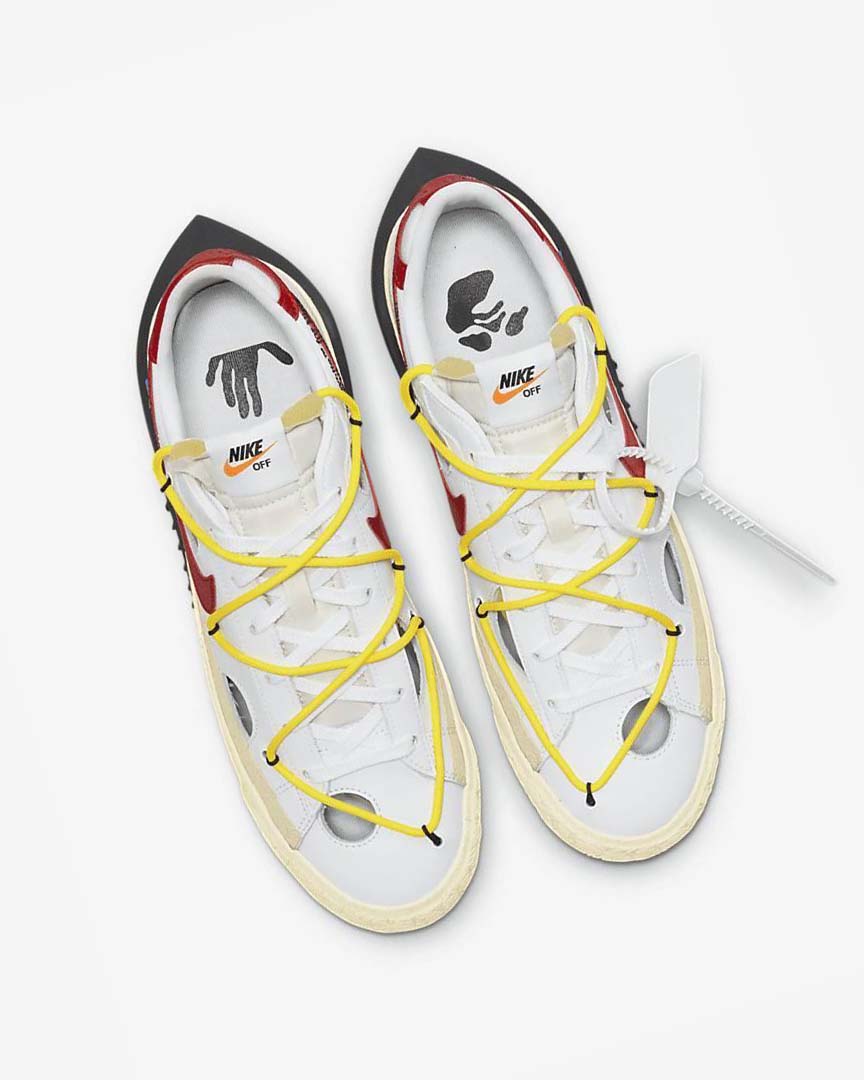 White / Yellow / Khaki / Red Men's Nike Blazer Low '77 x Off-White™ Sneakers | UK2301