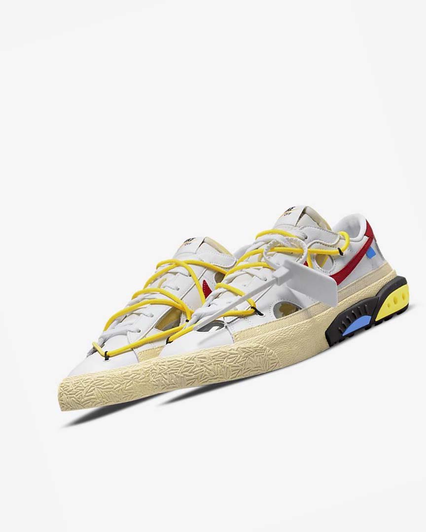 White / Yellow / Khaki / Red Men's Nike Blazer Low '77 x Off-White™ Sneakers | UK2301