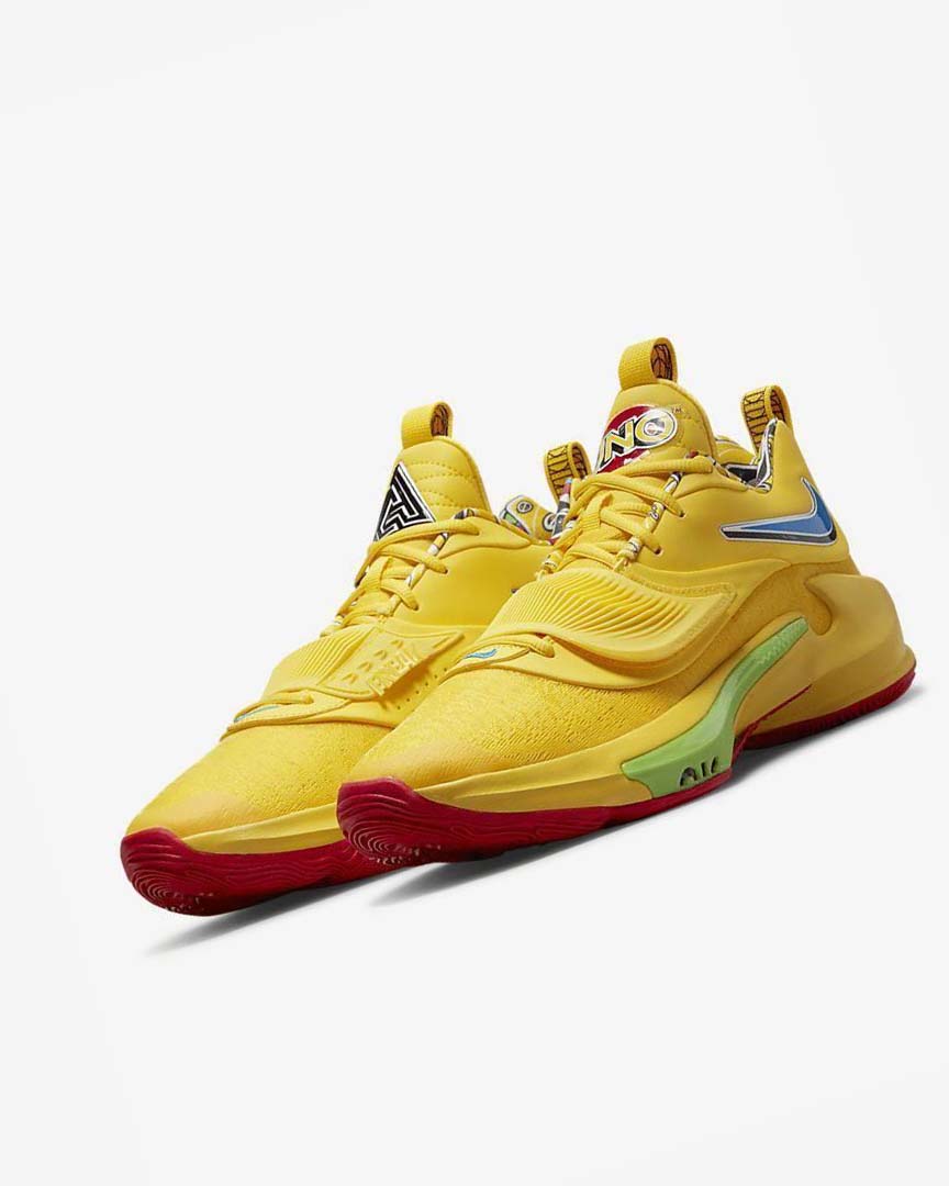 Yellow / Red Men's Nike Zoom Freak 3 Basketball Shoes | UK2654